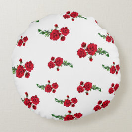 Coussins Ronds Almofada Florida Rosas Vermelhas