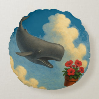 Coussins Ronds Almofada Redonda Whale & Bowl Of Petunias