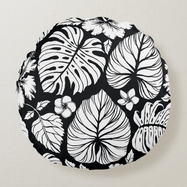 Coussins Ronds Aloha Hawaiian Shirt Arrière - plan Motif sans cou (Devant)