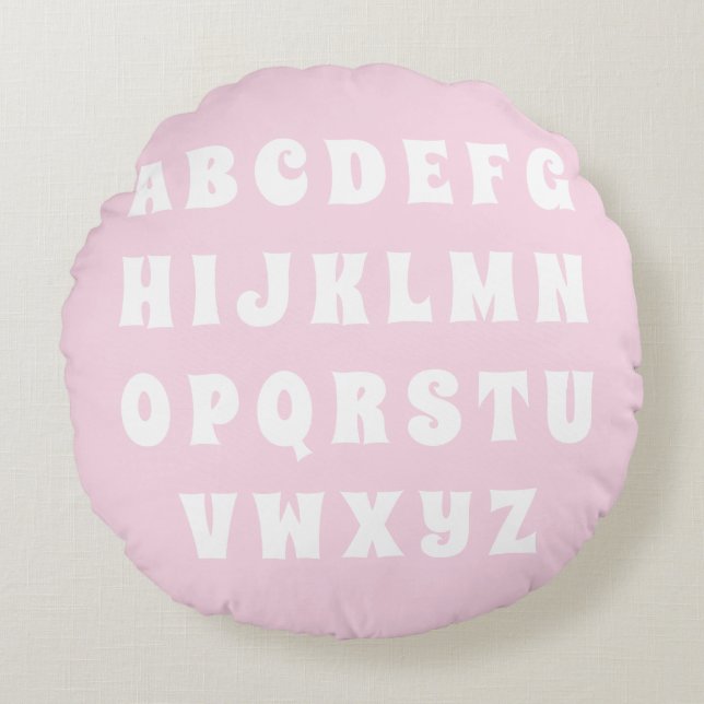 Coussins Ronds Alphabet Abc motif rose blanc réversible pépinière (Devant)