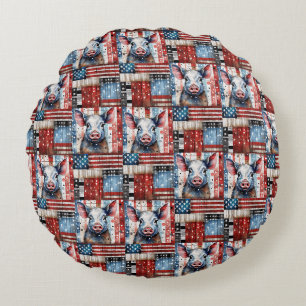 Coussins Ronds American Pig Farm art populaire