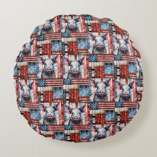 Coussins Ronds American Pig Farm art populaire