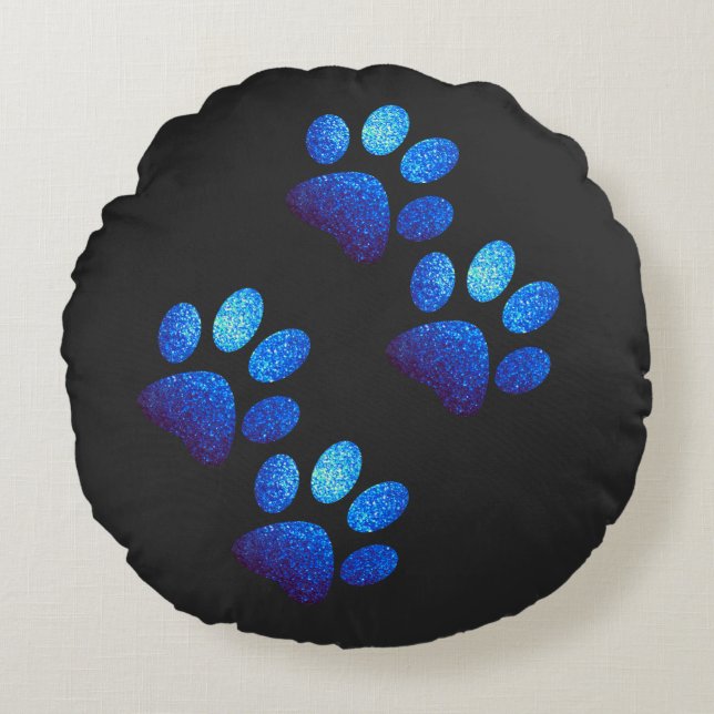 Coussins Ronds Amis chien brillant bleu (Devant)