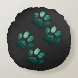 Coussins Ronds Amis chien pétiller vert foncé