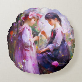 Coussins Ronds Amis et fleurs 2