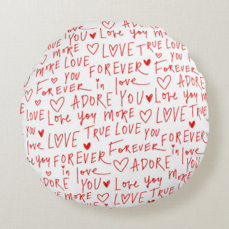 Coussins Ronds Amour de dactylographie
