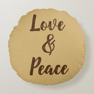 Coussins Ronds Amour et paix beige