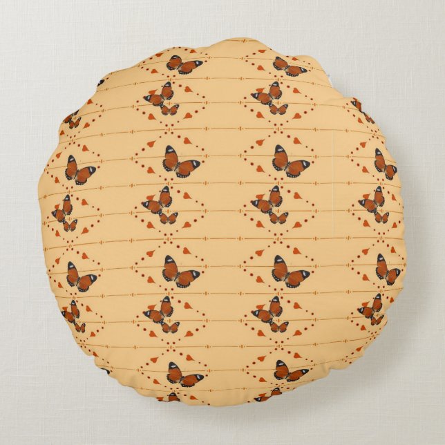 Coussins Ronds Amour et papillons en orange (Dos)