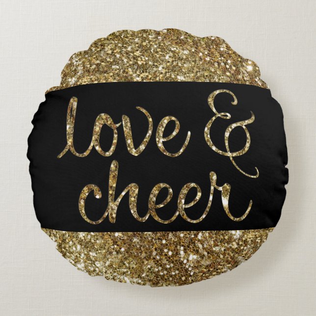 Coussins Ronds Amour et Parties scintillant joyeuse Effet brillan (Devant)