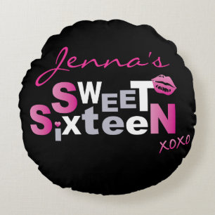 Coussins Ronds AMOUR & KISSES Sweet sixteen ROSE CHAUD Invitation