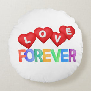 Coussins Ronds Amour pour toujours – Joyeuse Saint-Valentin