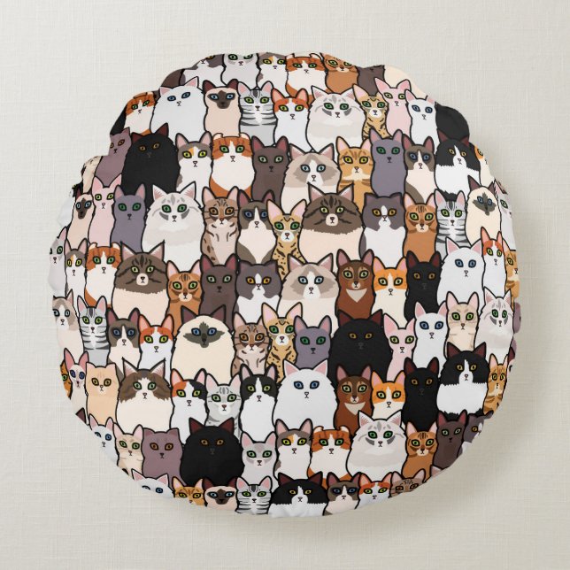 Coussins Ronds Amusez tant de chats et de chatons Collage (Devant)