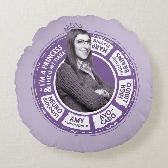 Coussins Ronds Amy Farrah Fowler - Graphique d'informations (Devant)