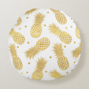 Coussins Ronds Ananas étincelants d'or