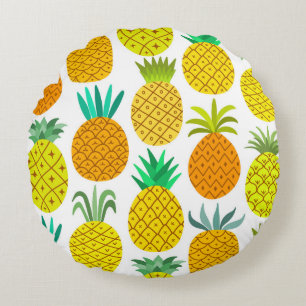 Coussins Ronds Ananas Isolé : Motif Vintage sans joint.