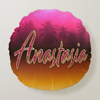 Coussins Ronds Anastasia prénom Golden pink Oreillers
