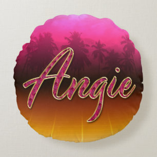 Coussins Ronds Angie Prénom Golden Pink