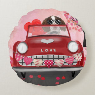 Coussins Ronds Anglais Springer Spaniel Car Hearts Valentine's