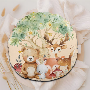 Coussins Ronds Animaux de la forêt des bois de Whimsical