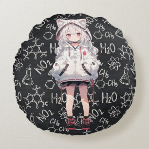 Coussins Ronds Anime Neko Formule chimique Pilote