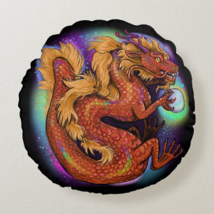 Coussins Ronds Année chinoise de zodiaque du dragon