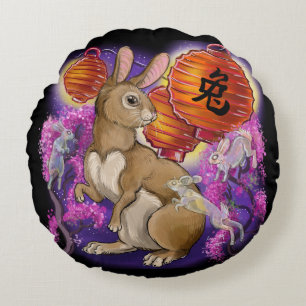 Coussins Ronds Année chinoise du zodiaque du lapin