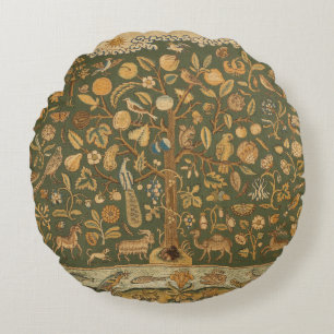 Coussins Ronds Antique anglais broderie au point d'aiguille Arbre