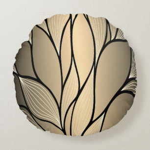 Coussins Ronds Antique Gold Creative Leave Motif