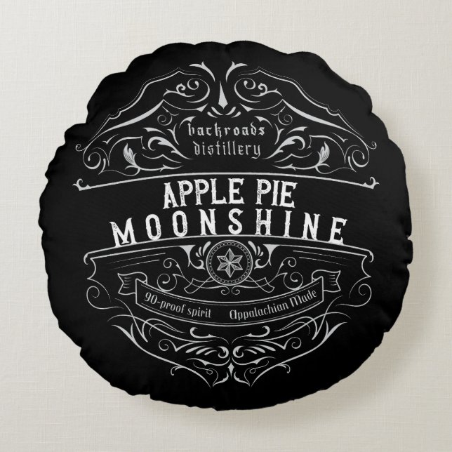 Coussins Ronds Appalachia Moonshine Étiquette (Devant)