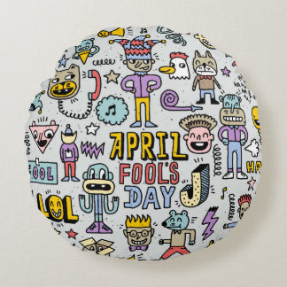 Coussins Ronds April fools day drôle doodle colorful set 1. Vinta