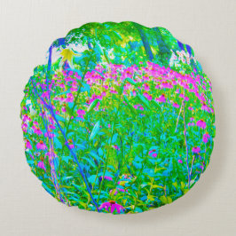 Coussins Ronds Aqua Blue Impressionistic Garden Paysage