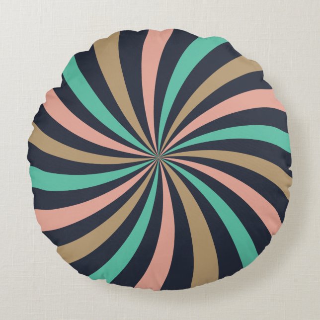 Coussins Ronds Aqua rose Brown Lollipop Swirl chaud et chaud (Devant)