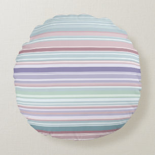Coussins Ronds Aqua, rose et rayures lavande