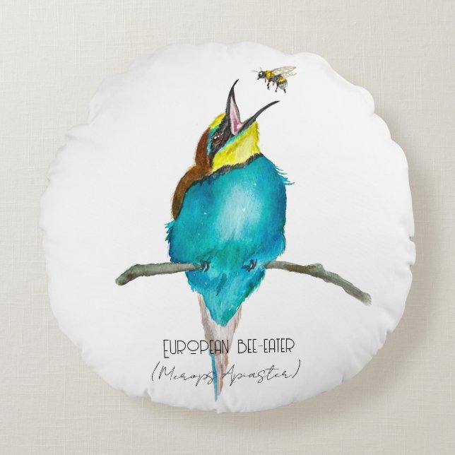 Coussins Ronds Aquarelle (Abeille européenne) (Devant)