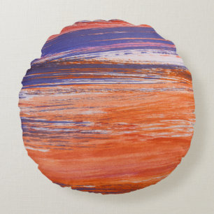 Coussins Ronds Aquarelle Abstraite : Bleu orange