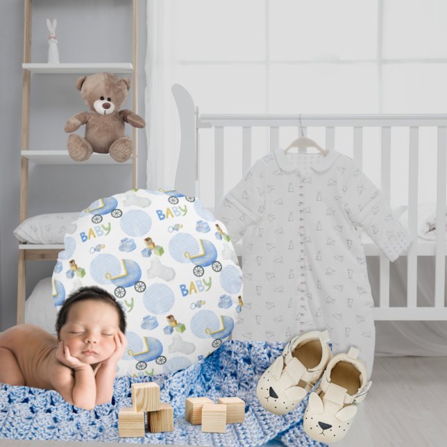 Coussins Ronds Aquarelle bleue Baby Boy Nursery Décor (Créateur téléchargé)