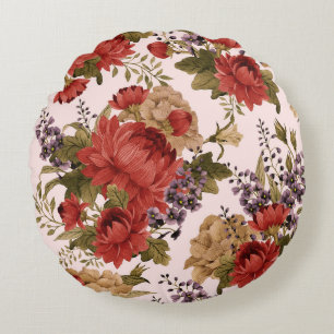 Coussins Ronds Aquarelle Chrysanthemum Roses : Floral sans fil