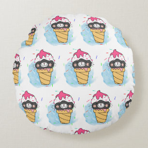 Coussins Ronds aquarelle cône crème glacée