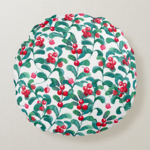 Coussins Ronds Aquarelle de baies sauvages, motif sans soudure.