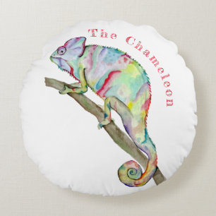 Coussins Ronds Aquarelle drôle caméléon