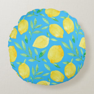 Coussins Ronds Aquarelle Esquisse Citrons Conception transparente