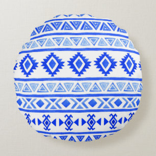 Coussins Ronds Aquarelle ethnique Aztec, motif géométrique.