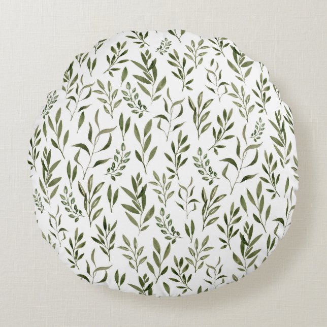 Coussins Ronds Aquarelle Eucalyptus Motif Feuille   (Devant)