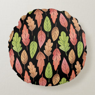 Coussins Ronds Aquarelle feuilles d'automne : motif transparent