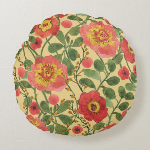 Coussins Ronds Aquarelle florale rétro : Élégance intemporelle