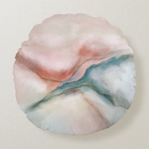 Coussins Ronds Aquarelle Marbre Flux Abstrait