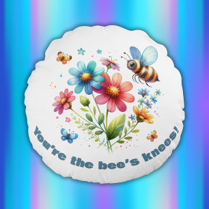 Coussins Ronds Aquarelle Monogramme Vous êtes les genoux de l'abe