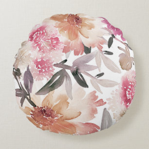 Coussins Ronds Aquarelle motif floral fond, fleur, art, flacon