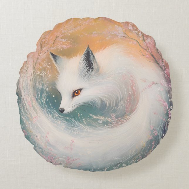 Coussins Ronds Aquarelle Mystic Bloom Spring Fox (Devant)