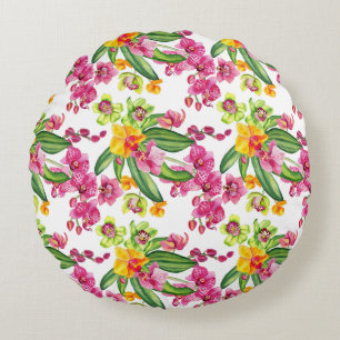 Coussins Ronds Aquarelle Orchidées Design 18